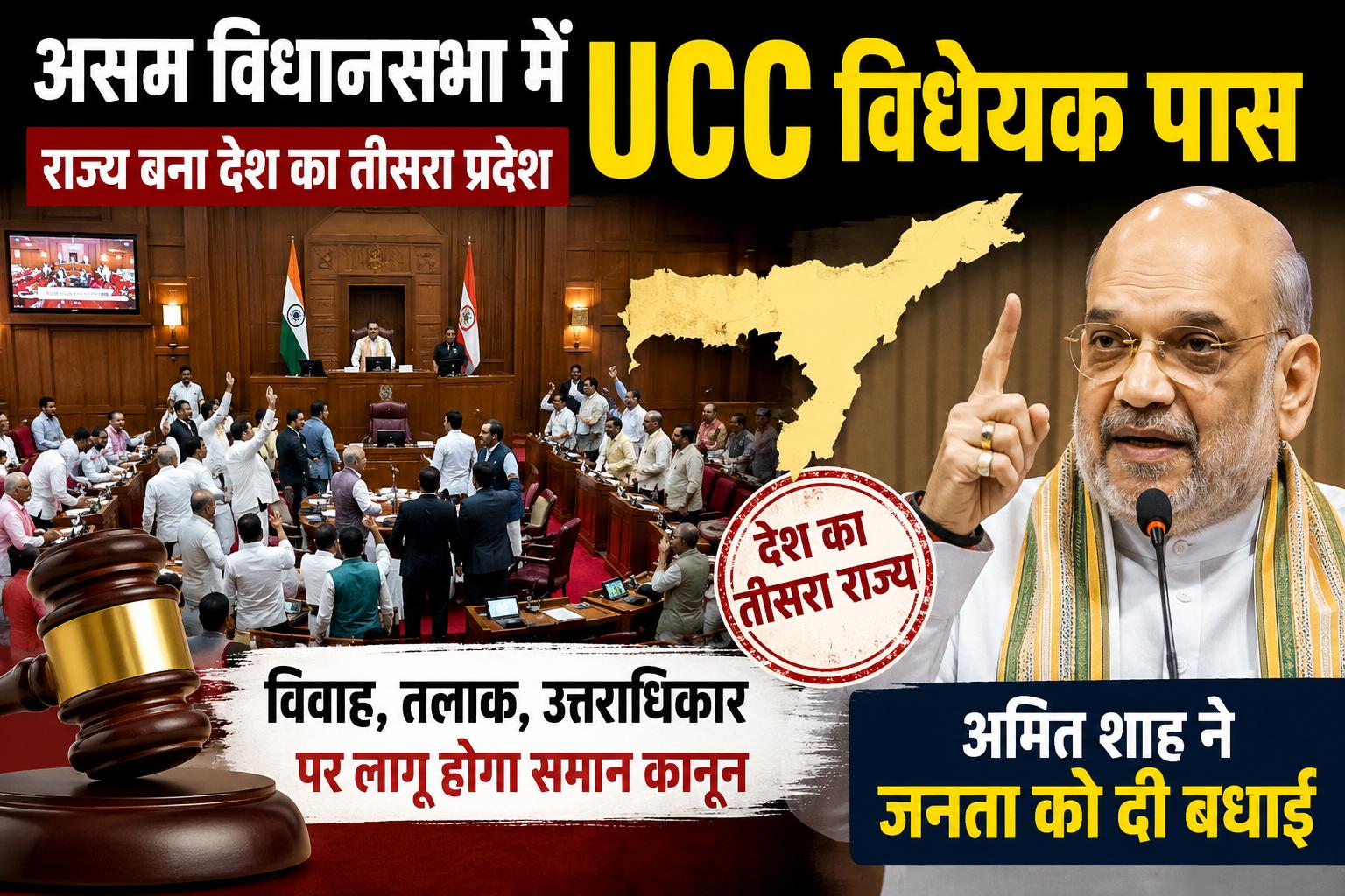 असम विधानसभा में UCC विधेयक भारी हंगामे के बीच पास :राज्य बना देश का तीसरा समान नागरिक संहिता लागू करने वाला प्रदेश