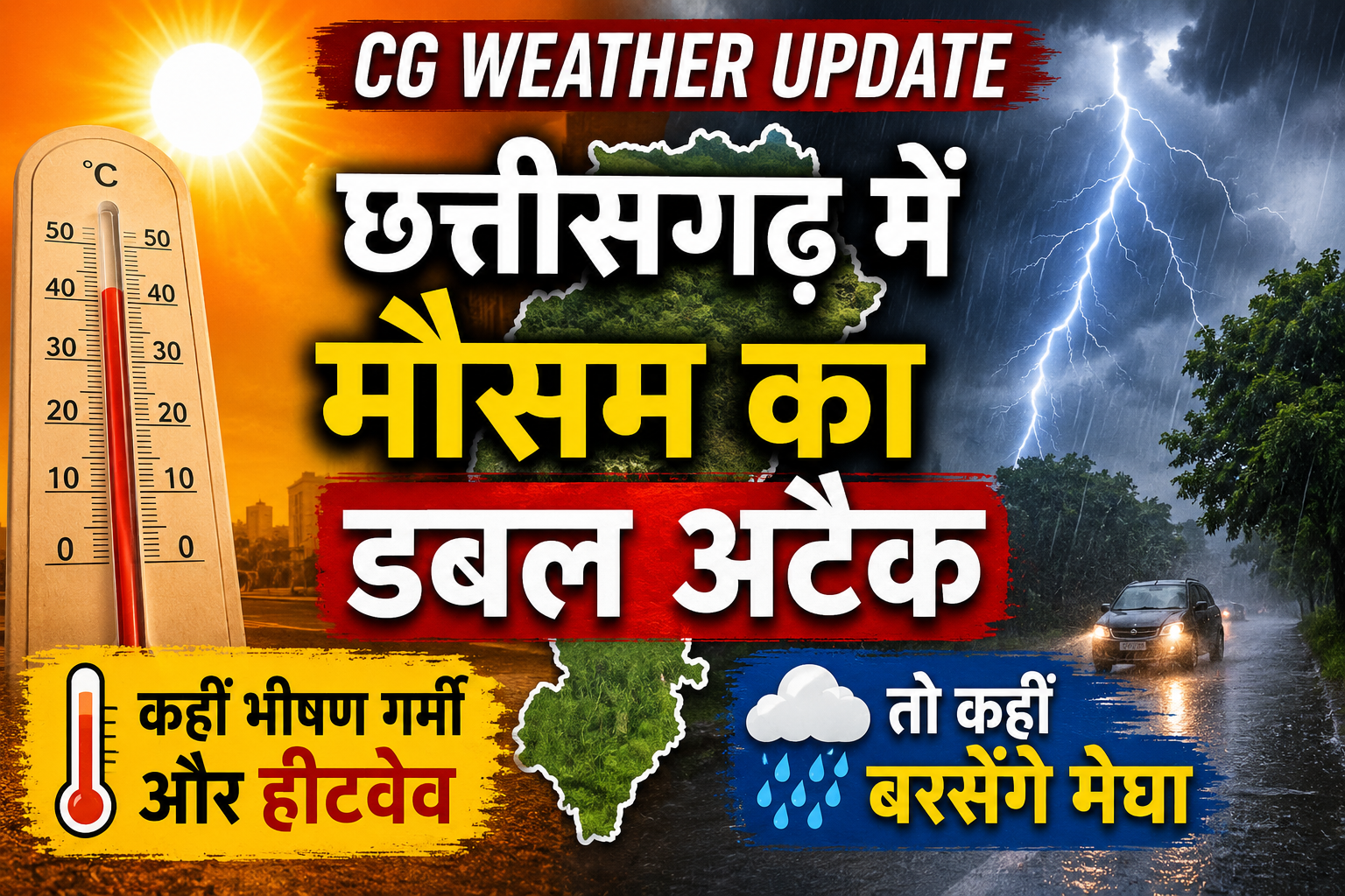 CG Weather Update : छत्तीसगढ़ में मौसम का डबल अटैक, कहीं भीषण गर्मी और हीटवेव तो कहीं बरसेंगे मेघा