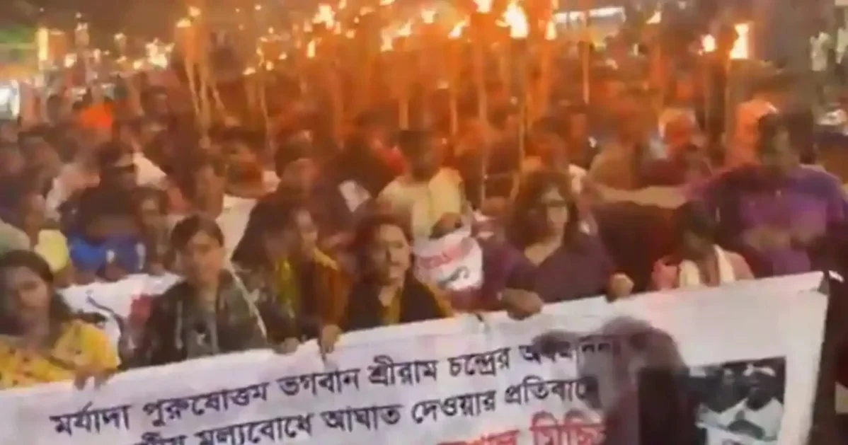 राम प्रतिमा निर्माण रोकने पर विरोध: ढाका में हिंदुओं ने निकाला मार्च, सरकार को दी चेतावनी